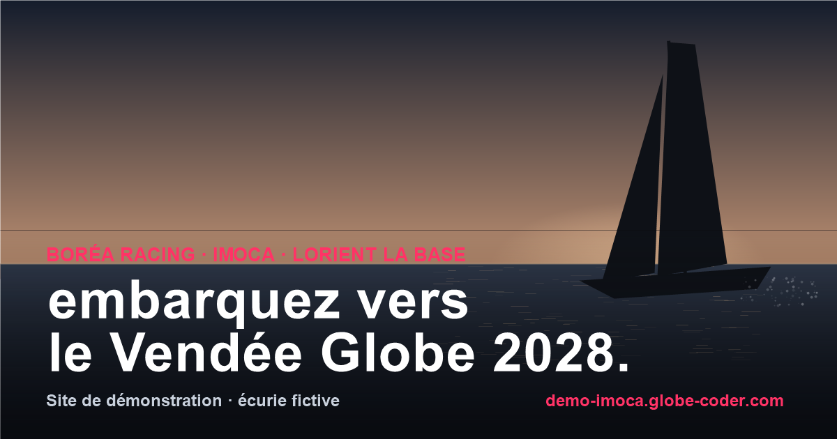 Démo IMOCA, style écurie, photo en pleine page